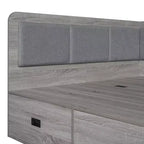 Bellemave Lit de repos double en forme de L avec rangement, dossier rembourré, 3 tiroirs et étagères, canapé-lit pour salon ou chambre, gris