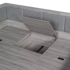 Bellemave Lit de repos double en forme de L avec rangement, dossier rembourré, 3 tiroirs et étagères, canapé-lit pour salon ou chambre, gris