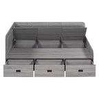 Bellemave Lit de repos double en forme de L avec rangement, dossier rembourré, 3 tiroirs et étagères, canapé-lit pour salon ou chambre, gris