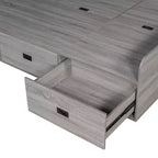 Bellemave Lit de repos double en forme de L avec rangement, dossier rembourré, 3 tiroirs et étagères, canapé-lit pour salon ou chambre, gris