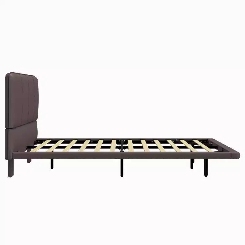 Cadre de lit plateforme pleine/grand format en similicuir avec lumières LED - ModernLuxe