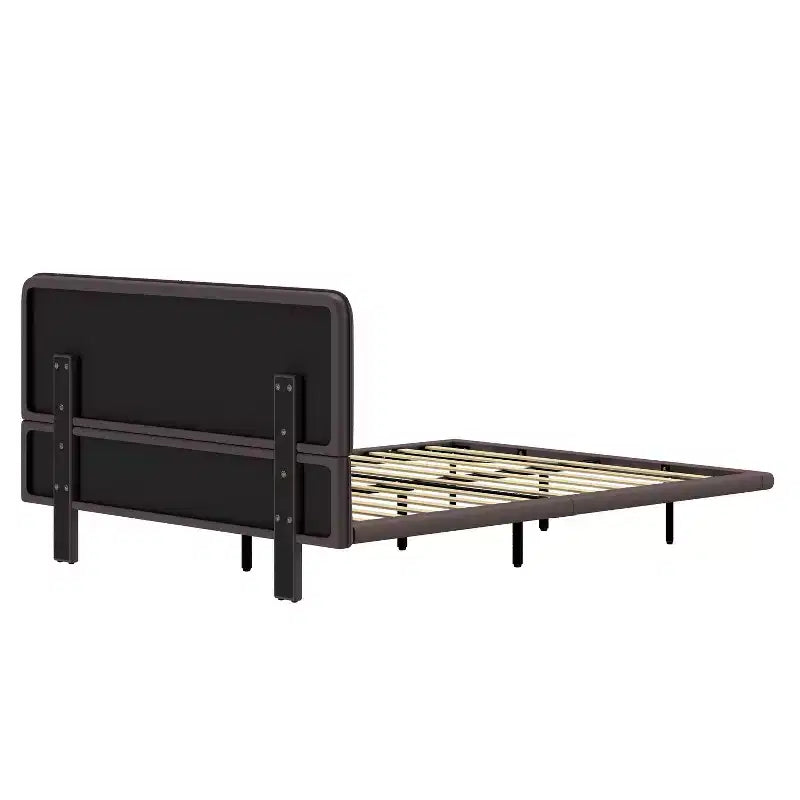 Cadre de lit plateforme pleine/grand format en similicuir avec lumières LED - ModernLuxe