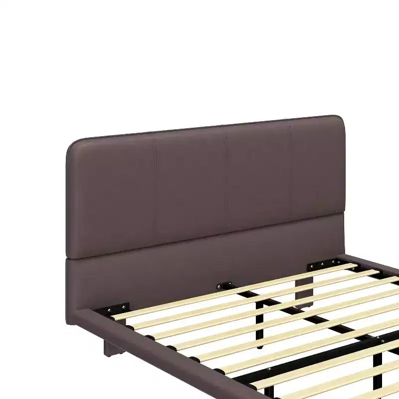 Cadre de lit plateforme pleine/grand format en similicuir avec lumières LED - ModernLuxe