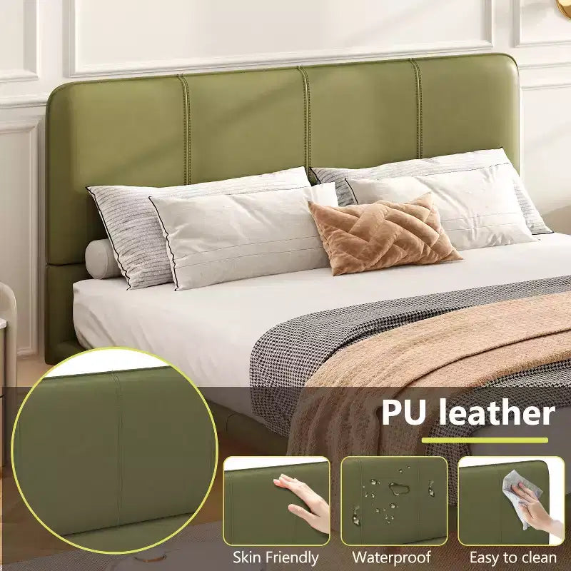 Cadre de lit plateforme pleine/grand format en similicuir avec lumières LED - ModernLuxe