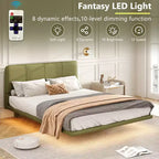 Cadre de lit plateforme pleine/grand format en similicuir avec lumières LED - ModernLuxe