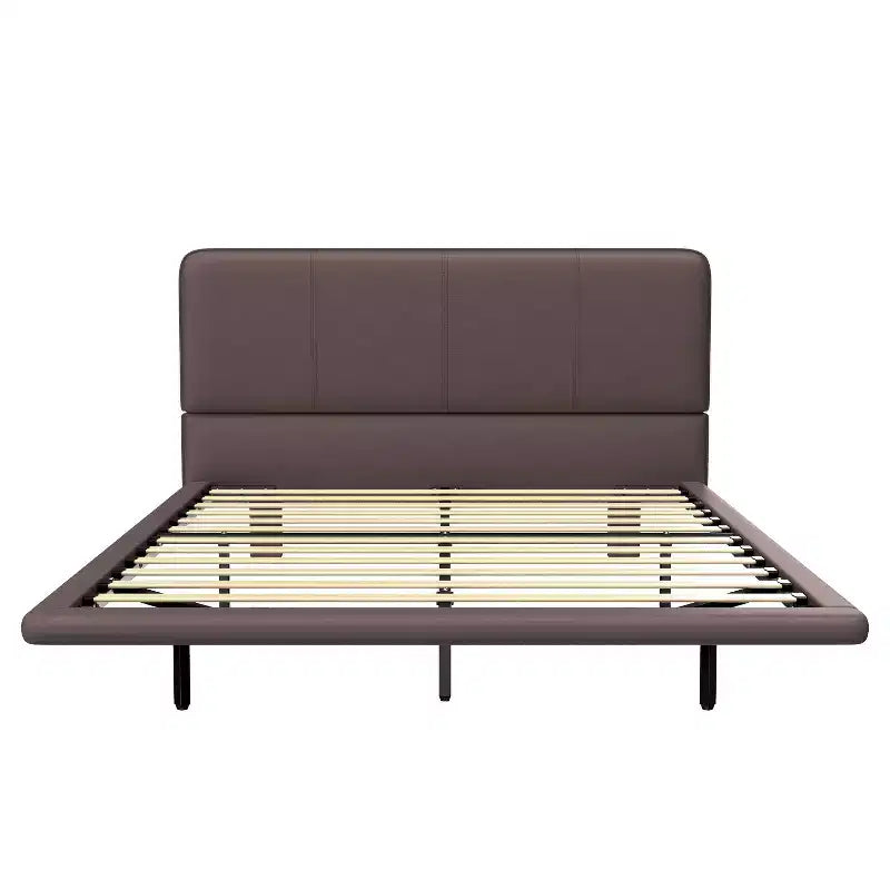 Cadre de lit plateforme pleine/grand format en similicuir avec lumières LED - ModernLuxe