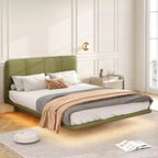 Cadre de lit plateforme pleine/grand format en similicuir avec lumières LED - ModernLuxe