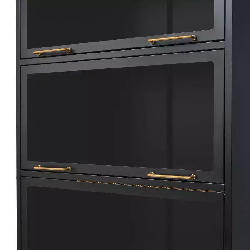 Meuble de rangement haut Okak, vitrine avec 5 portes vitrées et 5 étagères, vitrine de style moderne pour salon ou bureau