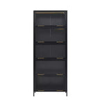 Meuble de rangement haut Okak, vitrine avec 5 portes vitrées et 5 étagères, vitrine de style moderne pour salon ou bureau