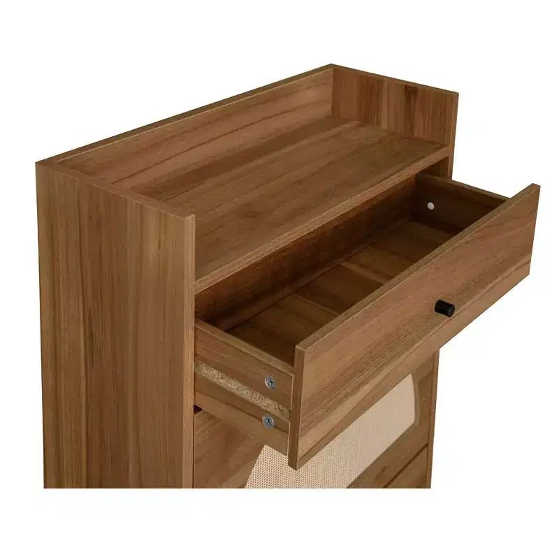 Meuble à chaussures en rotin Okak, organisateur de chaussures 3 tiroirs basculants, étagère à chaussures autoportante pour entrée, salon, couloir