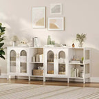 COZONY Buffet de 101,6 cm avec Portes en Verre, Meuble de Rangement à 2 Niveaux Ouverts pour Salle à Manger, Cuisine, Salon