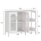 COZONY Buffet de 101,6 cm avec Portes en Verre, Meuble de Rangement à 2 Niveaux Ouverts pour Salle à Manger, Cuisine, Salon