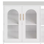 COZONY Buffet de 101,6 cm avec Portes en Verre, Meuble de Rangement à 2 Niveaux Ouverts pour Salle à Manger, Cuisine, Salon