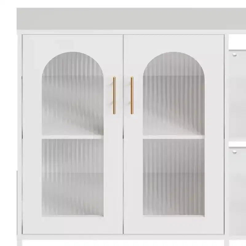 COZONY Buffet de 101,6 cm avec Portes en Verre, Meuble de Rangement à 2 Niveaux Ouverts pour Salle à Manger, Cuisine, Salon