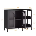 COZONY Buffet de 101,6 cm avec Portes en Verre, Meuble de Rangement à 2 Niveaux Ouverts pour Salle à Manger, Cuisine, Salon