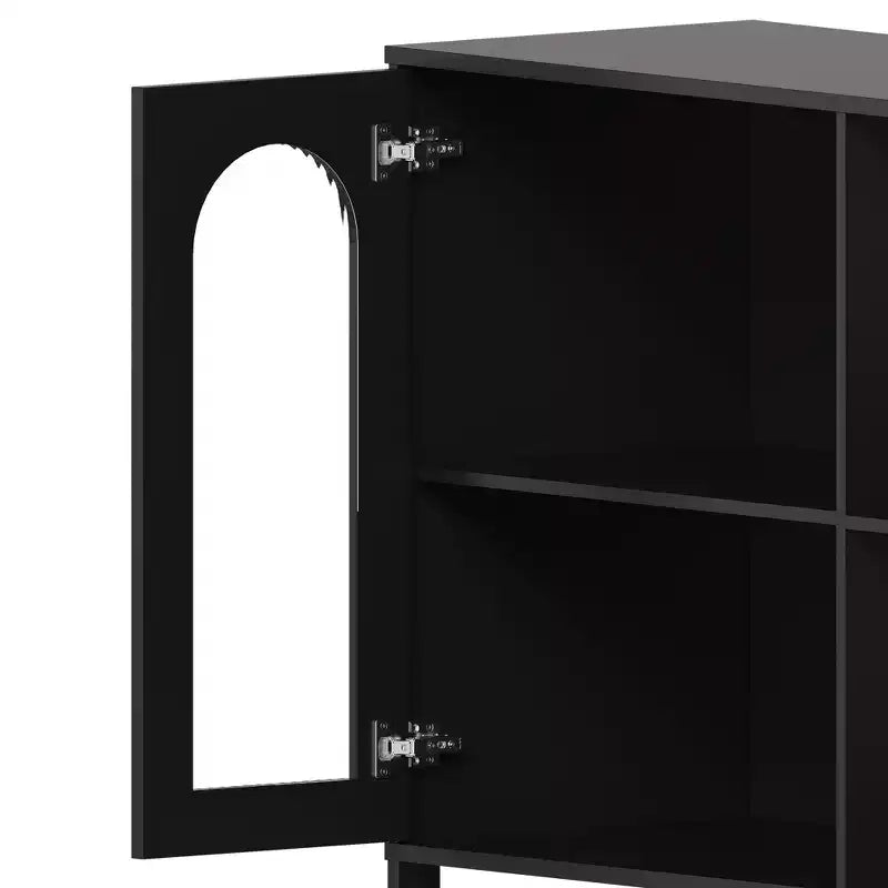 COZONY Buffet de 101,6 cm avec Portes en Verre, Meuble de Rangement à 2 Niveaux Ouverts pour Salle à Manger, Cuisine, Salon