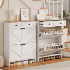 Meuble à chaussures moderne et fin COZONY avec 2 tiroirs basculants et 2 tiroirs standards, organisateur de chaussures autoportant avec sécurité anti-basculement pour entrée, porte d'entrée