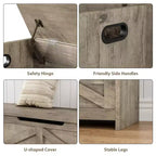 Banc de rangement en bois de 119,4 cm, banc à chaussures d'entrée avec couvercle à charnière et charnière de sécurité, grand coffre à jouets, pouf de rangement pour entrée, chambre, salon