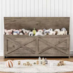 Banc de rangement en bois de 119,4 cm, banc à chaussures d'entrée avec couvercle à charnière et charnière de sécurité, grand coffre à jouets, pouf de rangement pour entrée, chambre, salon