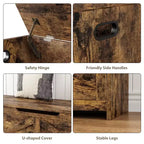 Banc de rangement en bois de 119,4 cm, banc à chaussures d'entrée avec couvercle à charnière et charnière de sécurité, grand coffre à jouets, pouf de rangement pour entrée, chambre, salon
