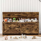 Banc de rangement en bois de 119,4 cm, banc à chaussures d'entrée avec couvercle à charnière et charnière de sécurité, grand coffre à jouets, pouf de rangement pour entrée, chambre, salon