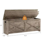 Banc de rangement en bois de 119,4 cm, banc à chaussures d'entrée avec couvercle à charnière et charnière de sécurité, grand coffre à jouets, pouf de rangement pour entrée, chambre, salon