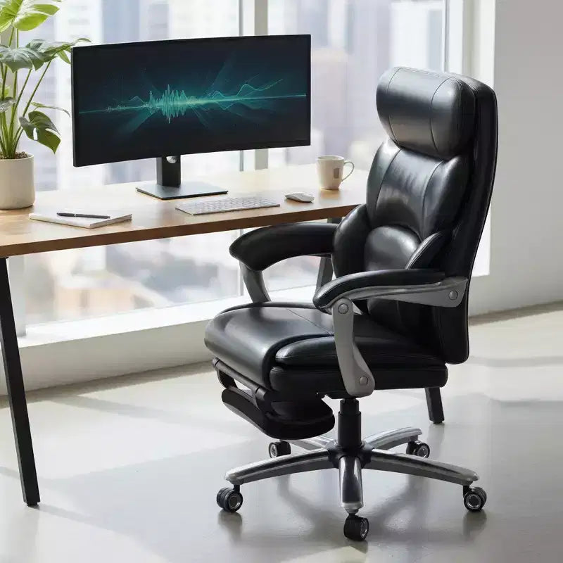 Ora Maison Massage Office Chair with Footrest, 23 Wide Seat Reclining PU Leather Executive Chair with Heat, 4-Point Vibration, 400 lbs Capacity