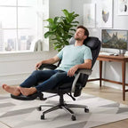 Fauteuil de bureau de massage Ora Maison avec repose-pieds, siège large de 58 cm, inclinable en cuir PU, avec chauffage, vibration 4 points, capacité 180 kg