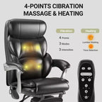 Fauteuil de bureau de massage Ora Maison avec repose-pieds, siège large de 58 cm, inclinable en cuir PU, avec chauffage, vibration 4 points, capacité 180 kg