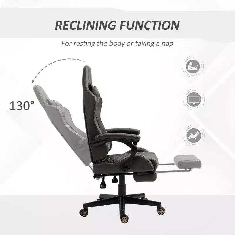 Chaise de gaming Okak High-Back avec appuie-tête, chaise d'ordinateur avec soutien lombaire et repose-pieds, chaise de bureau pour l'étude, salle de lecture