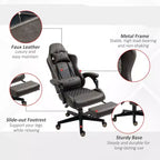 Chaise de gaming Okak High-Back avec appuie-tête, chaise d'ordinateur avec soutien lombaire et repose-pieds, chaise de bureau pour l'étude, salle de lecture