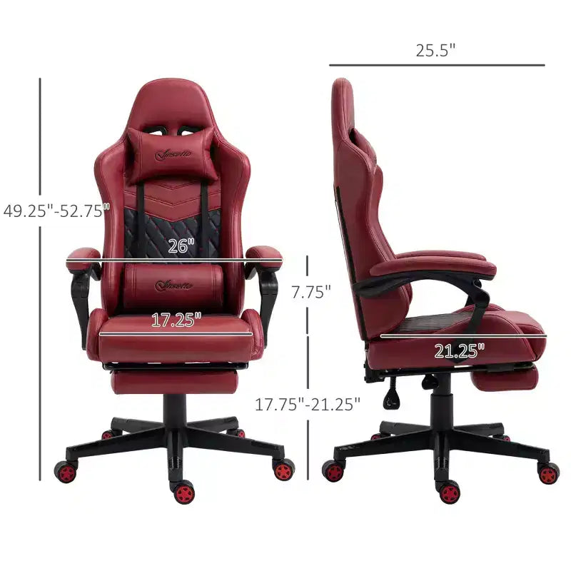 Chaise de gaming Okak High-Back avec appuie-tête, chaise d'ordinateur avec soutien lombaire et repose-pieds, chaise de bureau pour l'étude, salle de lecture