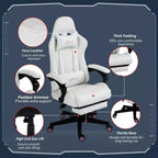 Chaise de gaming Okak High-Back avec appuie-tête, chaise d'ordinateur avec soutien lombaire et repose-pieds, chaise de bureau pour l'étude, salle de lecture
