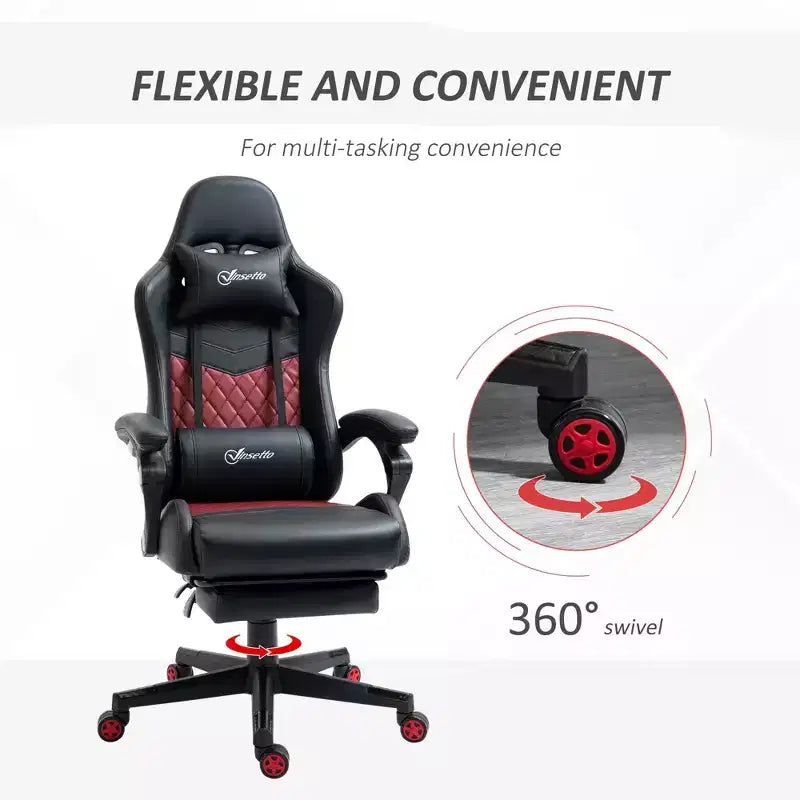 Chaise de gaming Okak High-Back avec appuie-tête, chaise d'ordinateur avec soutien lombaire et repose-pieds, chaise de bureau pour l'étude, salle de lecture