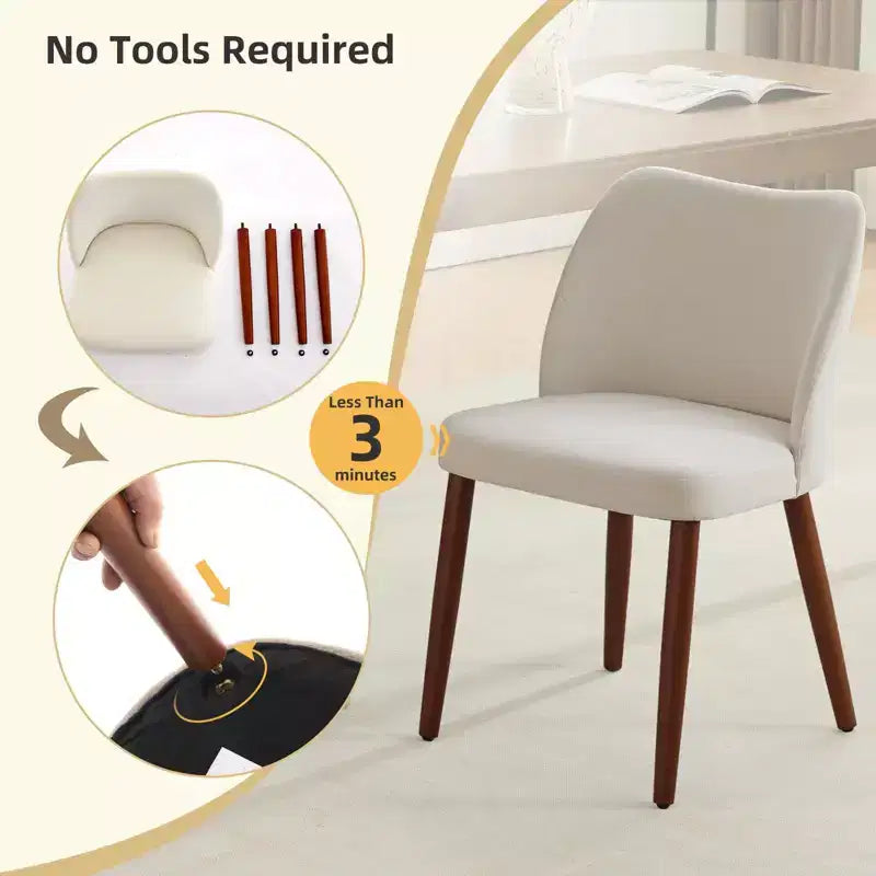 Lot de 2 chaises de salle à manger avec pieds en bois, dossier ailé en tissu avec coussins épais pour salle à manger, salon