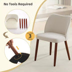 Lot de 2 chaises de salle à manger avec pieds en bois, dossier ailé en tissu avec coussins épais pour salle à manger, salon