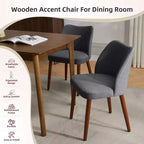 Lot de 2 chaises de salle à manger avec pieds en bois, dossier ailé en tissu avec coussins épais pour salle à manger, salon