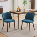 Set of 2 Dining Chair with Wood Legs, Fabric Wing Backrest with Thick Cushions for Dining Room, Living Room
