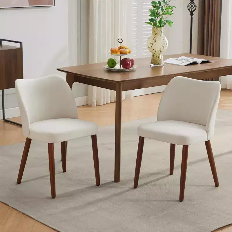 Lot de 2 chaises de salle à manger avec pieds en bois, dossier ailé en tissu avec coussins épais pour salle à manger, salon