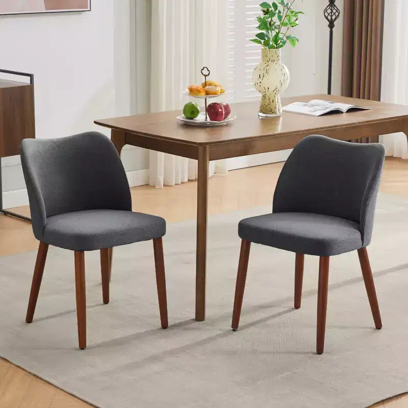 Lot de 2 chaises de salle à manger avec pieds en bois, dossier ailé en tissu avec coussins épais pour salle à manger, salon