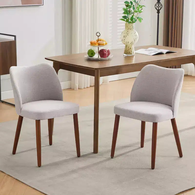 Lot de 2 chaises de salle à manger avec pieds en bois, dossier ailé en tissu avec coussins épais pour salle à manger, salon