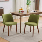 Lot de 2 chaises de salle à manger avec pieds en bois, dossier ailé en tissu avec coussins épais pour salle à manger, salon