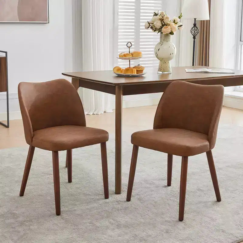 Lot de 2 chaises de salle à manger avec pieds en bois, dossier ailé en tissu avec coussins épais pour salle à manger, salon