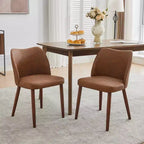 Lot de 2 chaises de salle à manger avec pieds en bois, dossier ailé en tissu avec coussins épais pour salle à manger, salon