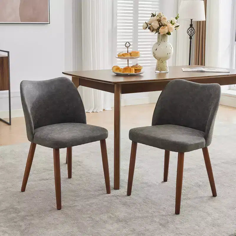 Lot de 2 chaises de salle à manger avec pieds en bois, dossier ailé en tissu avec coussins épais pour salle à manger, salon