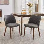 Lot de 2 chaises de salle à manger avec pieds en bois, dossier ailé en tissu avec coussins épais pour salle à manger, salon