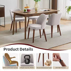 Lot de 2 chaises de salle à manger avec pieds en bois, dossier ailé en tissu avec coussins épais pour salle à manger, salon