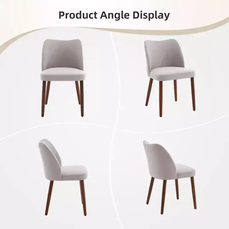 Lot de 2 chaises de salle à manger avec pieds en bois, dossier ailé en tissu avec coussins épais pour salle à manger, salon