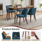 Lot de 2 chaises de salle à manger avec pieds en bois, dossier ailé en tissu avec coussins épais pour salle à manger, salon