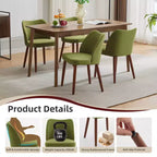 Lot de 2 chaises de salle à manger avec pieds en bois, dossier ailé en tissu avec coussins épais pour salle à manger, salon